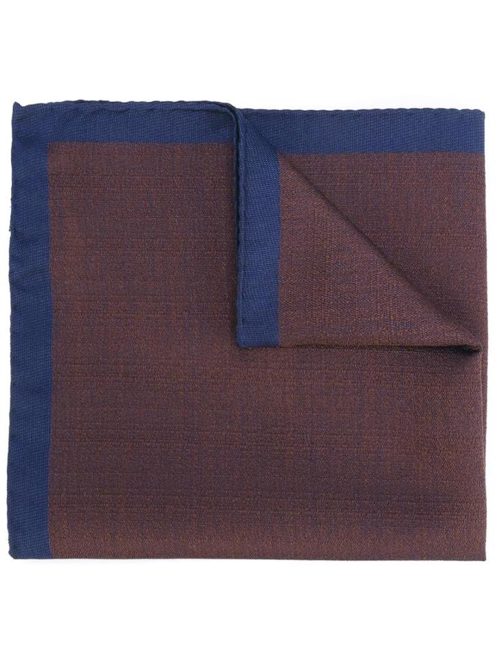 Fashion Clinic Contrast Trim Pocket Square, Men's, Brown, Silk