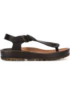 Silvano Sassetti T-bar Sandals, Men's, Size: 7, Brown, Calf Leather/rubber/leather