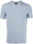 Giorgio Armani Plain T-shirt, Men's, Size: 48, Blue, Spandex/elastane/viscose