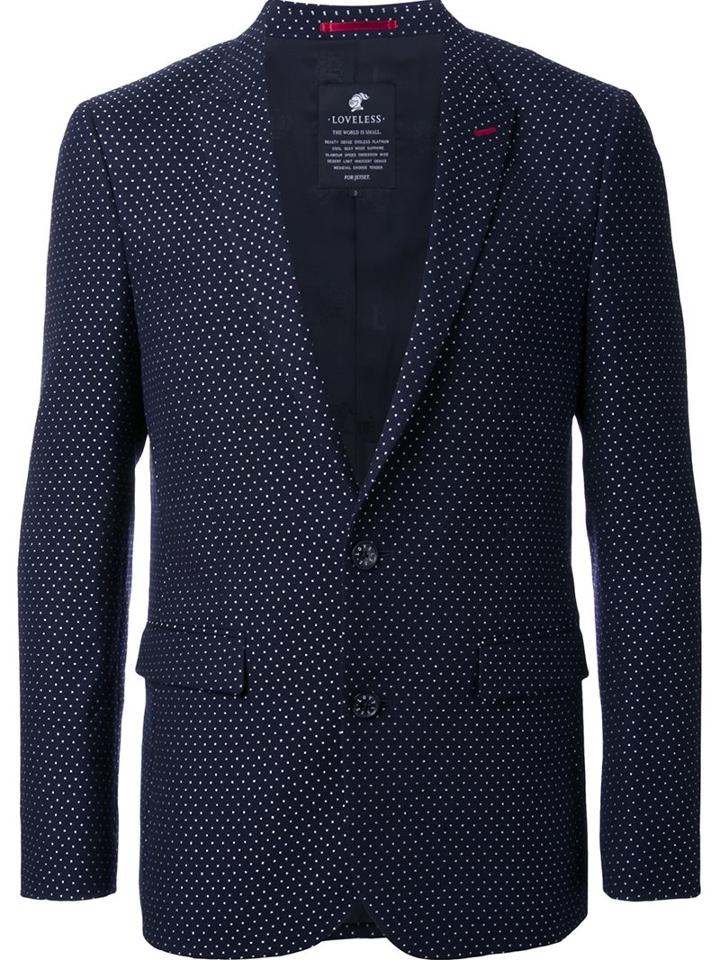 Loveless Polka Dot Blazer, Men's, Size: 2, Black, Wool
