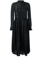 Markus Lupfer Ruffled Detailing Longsleeved Dress, Women's, Size: Medium, Black, Cotton/polyester/spandex/elastane