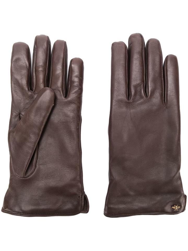 Gucci Bee Motif Gloves - Brown