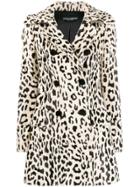 Dolce & Gabbana Leopard Textured Double Breasted Coat - Neutrals