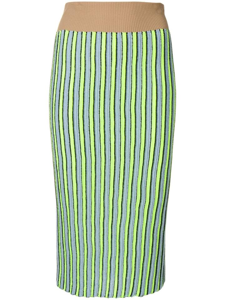 Circus Hotel Striped Pencil Skirt - Green