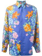 Versace Vintage Floral Print Shirt, Adult Unisex, Size: 50, Blue