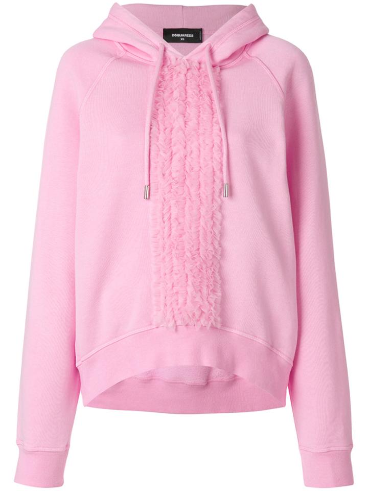 Dsquared2 Ruffle Detail Hoodie - Pink & Purple