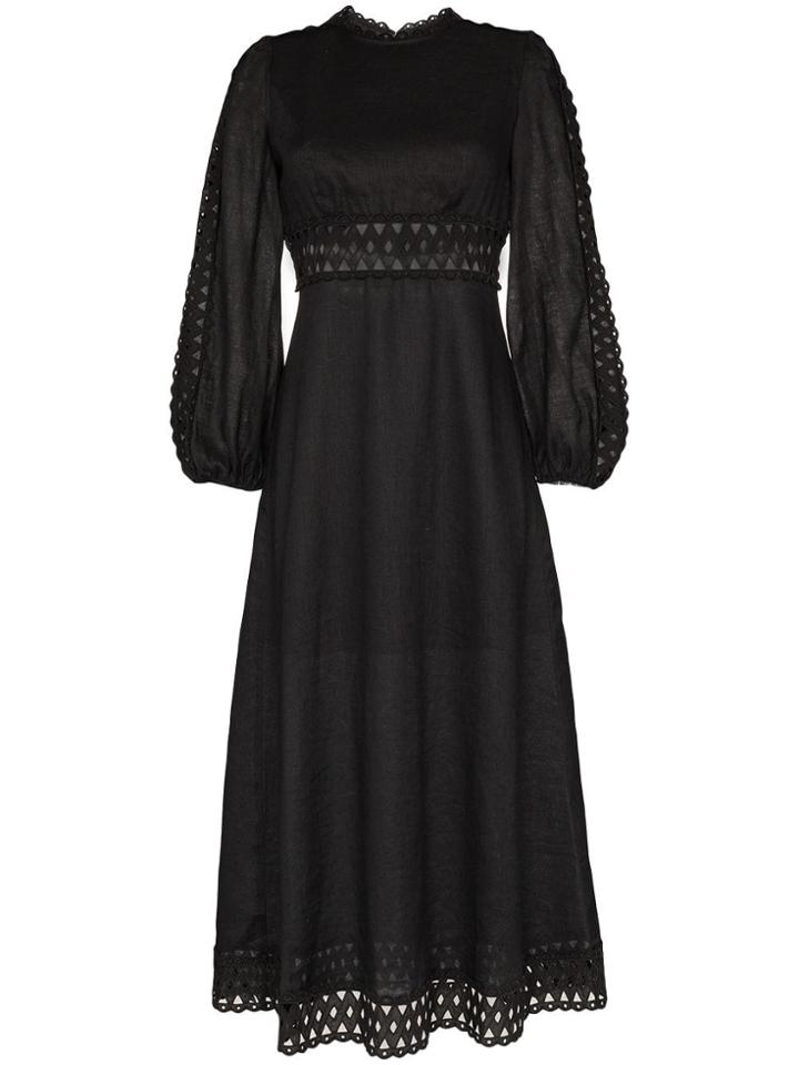 Zimmermann Verity Broderie Anglaise Midi-dress - Black
