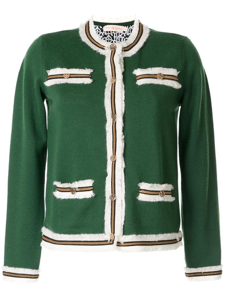 Tory Burch Kendra Fringed Cardigan - Green