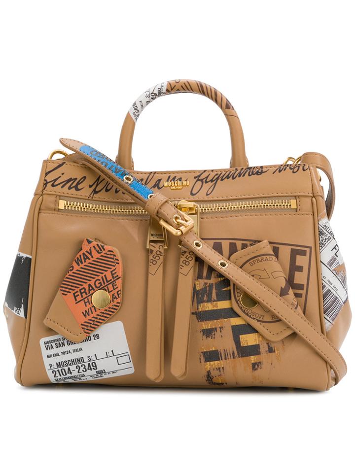 Moschino Moto Parcel Pocket Detail Tote - Brown
