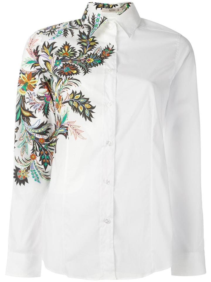 Etro Floral Embroidered Shirt, Women's, Size: 42, White, Cotton/spandex/elastane