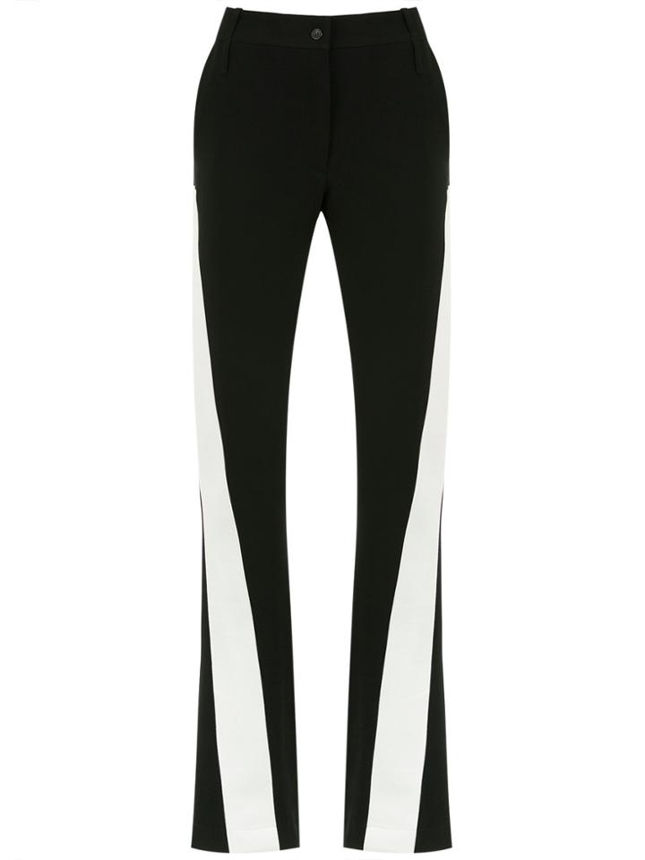 Gloria Coelho Satin Stripe Straight Trousers - Black