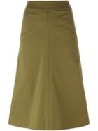 T By Alexander Wang A-line Midi Skirt, Women's, Size: 8, Green, Cotton/spandex/elastane/polyester