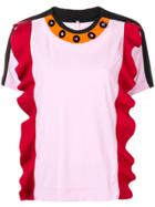 No Ka' Oi Eyelets Ruffled T-shirt - Pink & Purple
