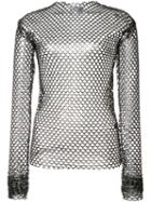 Les Animaux Metallic Mesh Top, Women's, Size: Small, Black, Polyester/spandex/elastane