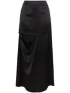 Jw Anderson Long Slit Silk Skirt - Black