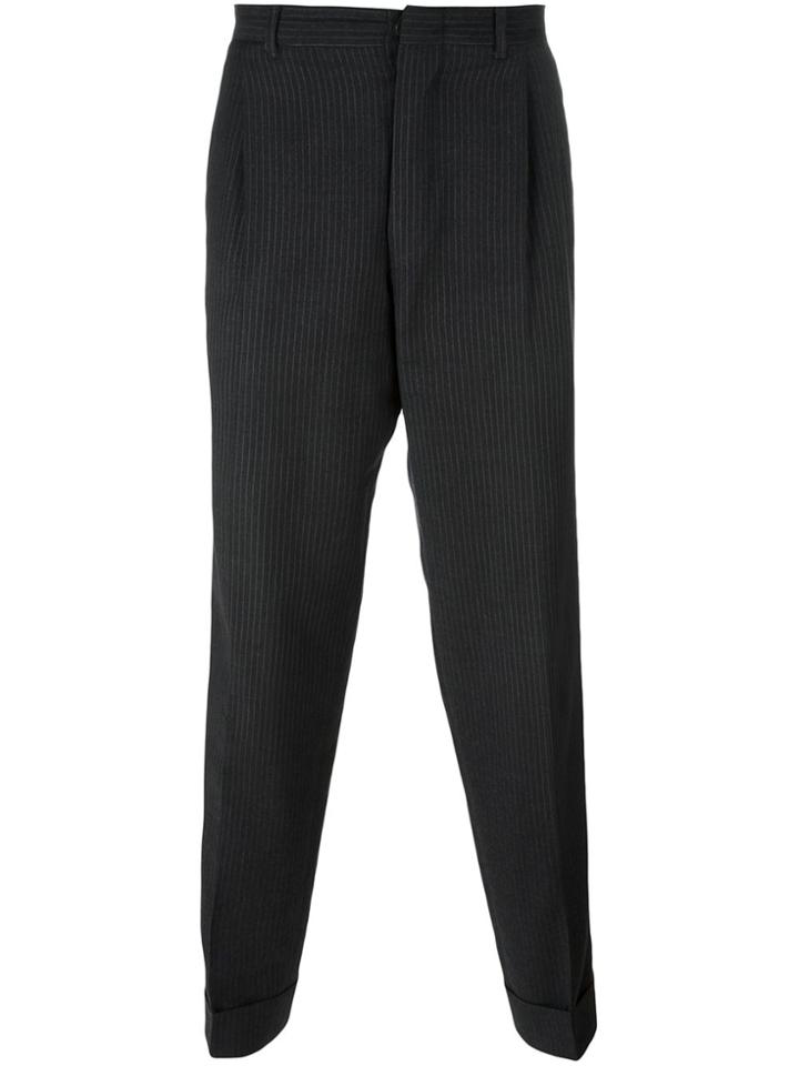 Romeo Gigli Vintage Pinstripe Tapered Trousers - Grey