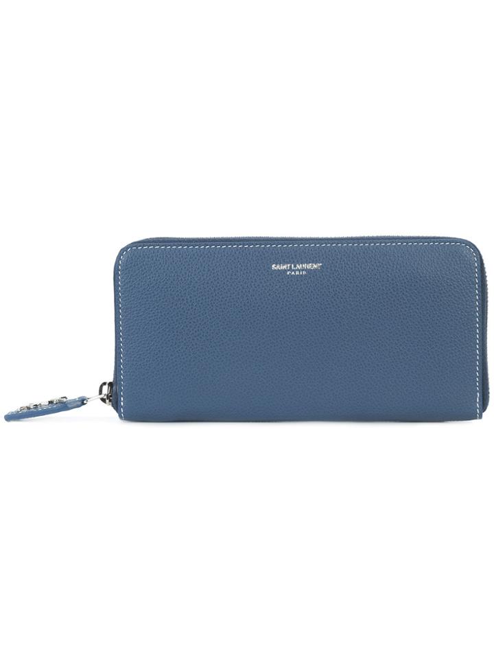Saint Laurent Zipped Continental Wallet - Blue