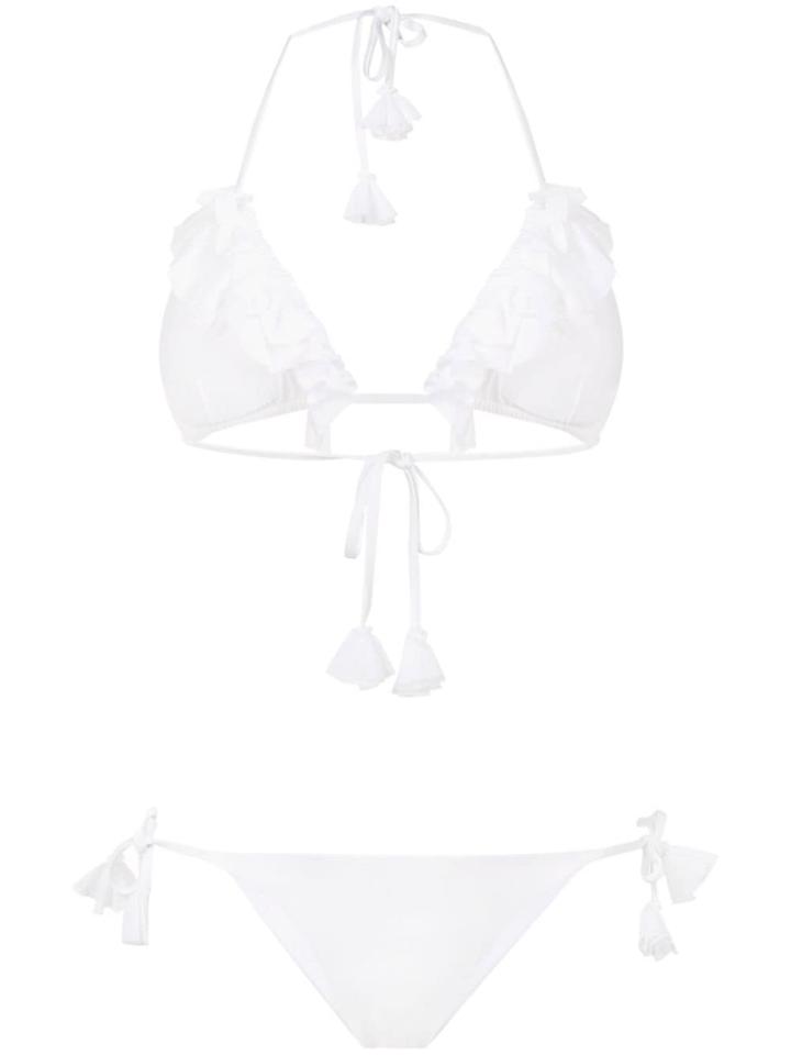 Fisico Frill-detail Bikini Set - White