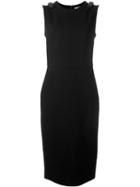 Fendi Bow Shoulder Dress, Women's, Size: 38, Black, Lamb Skin/spandex/elastane/viscose/wool