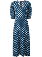 Miu Miu Hearts Print Dress, Women's, Size: 44, Blue, Spandex/elastane/viscose
