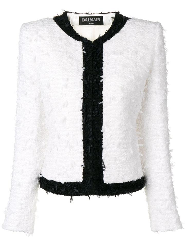 Balmain Fitted Tweed Jacket - White