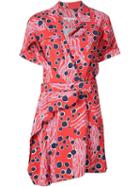 Carven Printed Wrap Dress, Women's, Size: 36, Red, Viscose/spandex/elastane