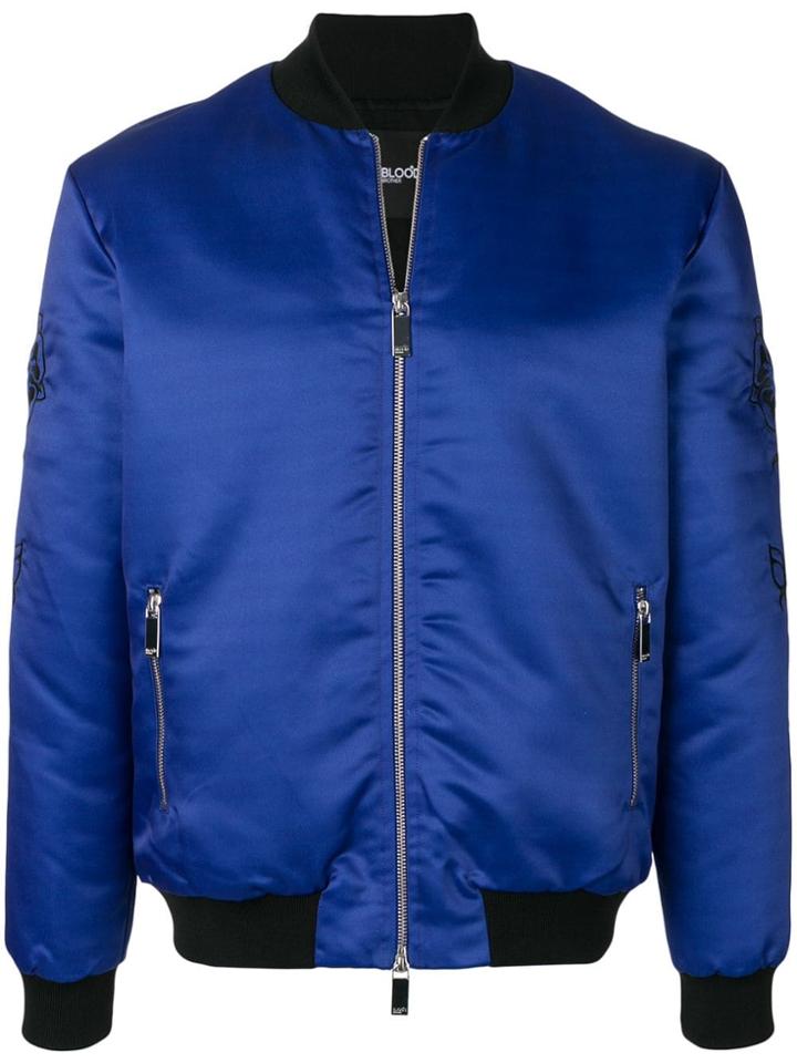 Blood Brother Embroidered Bomber Jacket - Blue