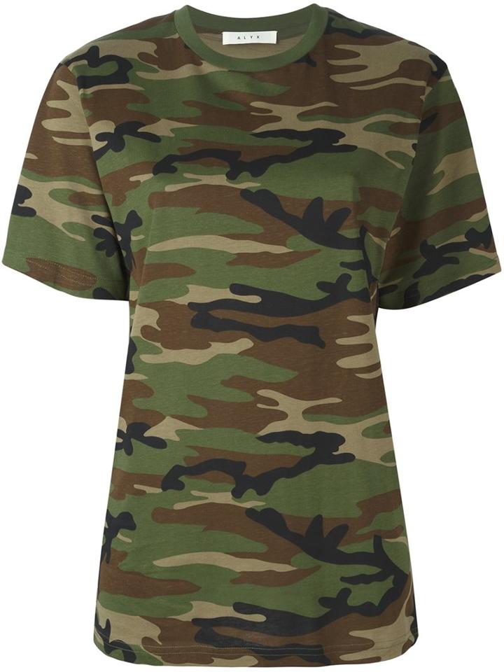 Alyx Camouflage Print T-shirt, Women's, Size: Large, Green, Cotton
