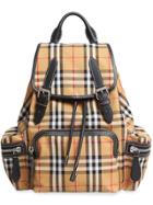 Burberry The Small Rucksack In Vintage Check And Leather - Nude &