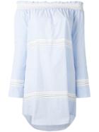 Derek Lam 10 Crosby - Off-shoulder Bell Sleeve Dress - Women - Cotton - 8, Women's, Blue, Cotton