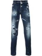 Philipp Plein 'wow' Super Straight Jeans, Men's, Size: 38, Blue, Cotton/spandex/elastane/polyester