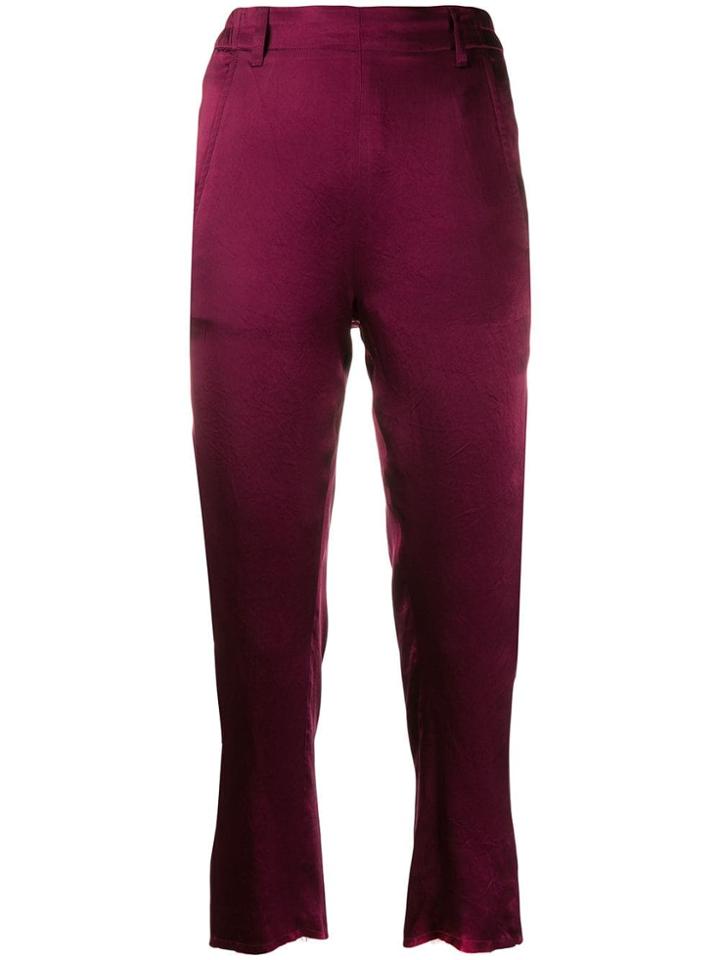 Ann Demeulemeester Cropped Satin Trousers - Red