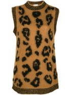 Red Valentino Cheetah Printed Knitted Top - Brown