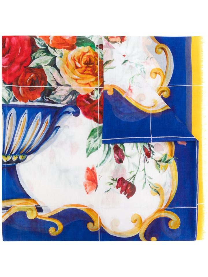 Dolce & Gabbana - Majolica Print Scarf - Women - Cotton - One Size, Cotton