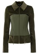 Gloria Coelho Panelled Jacket, Women's, Size: 38, Green, Cotton/elastodiene