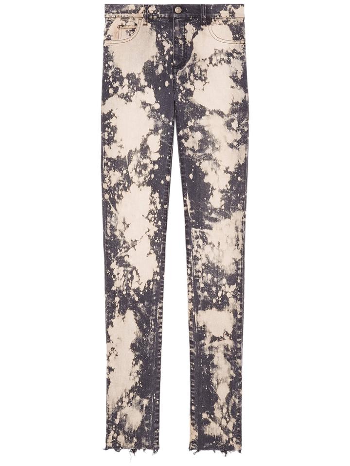 Gucci Embroidery Stretch Tight Jeans - Pink & Purple