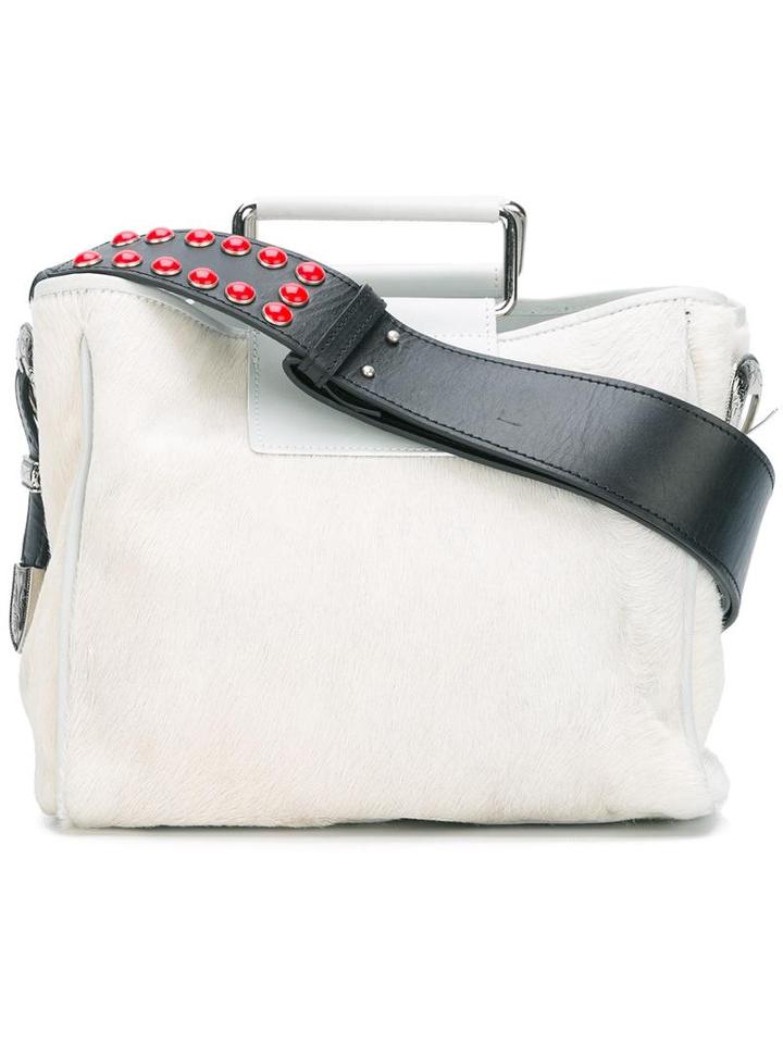 Toga Metallic Double Handles Tote, Women's, White, Calf Leather/calf Hair