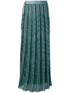 M Missoni Sparkly Knit Pleated Maxi Skirt - Green