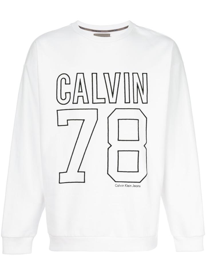 Calvin Klein Jeans Embroidered Logo Sweater - White