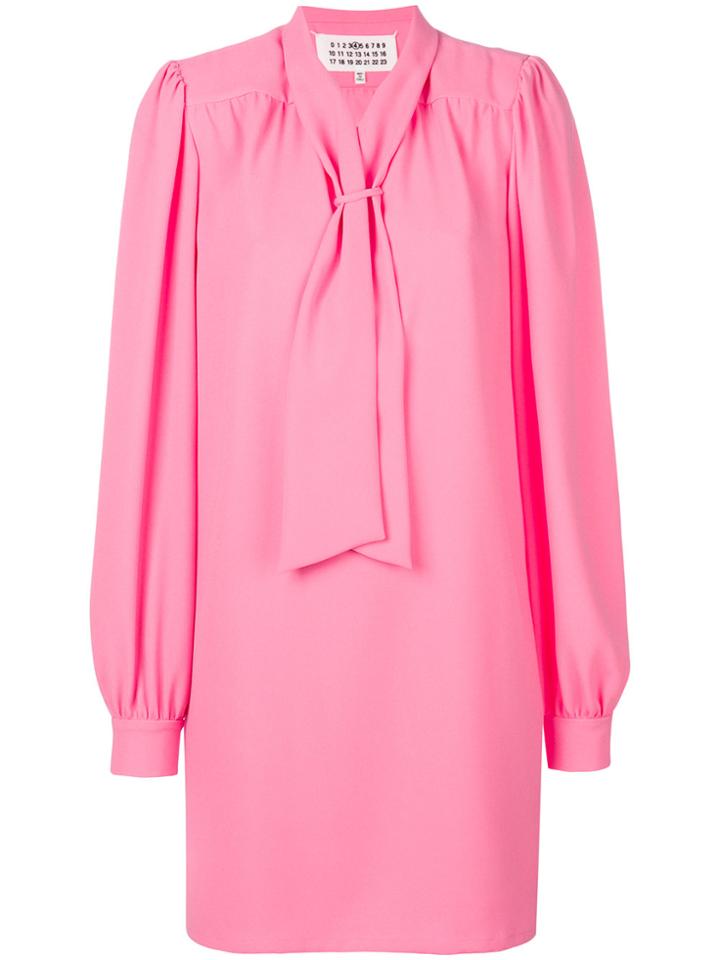 Maison Margiela Pussy-bow Shirt Dress - Pink & Purple