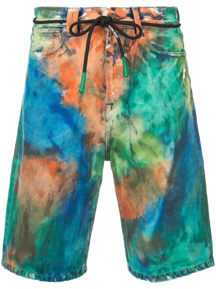 Off-white Tied Waist Shorts - Multicolour