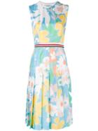 Thom Browne - Floral Pleated Dress - Women - Silk - 40, Blue, Silk