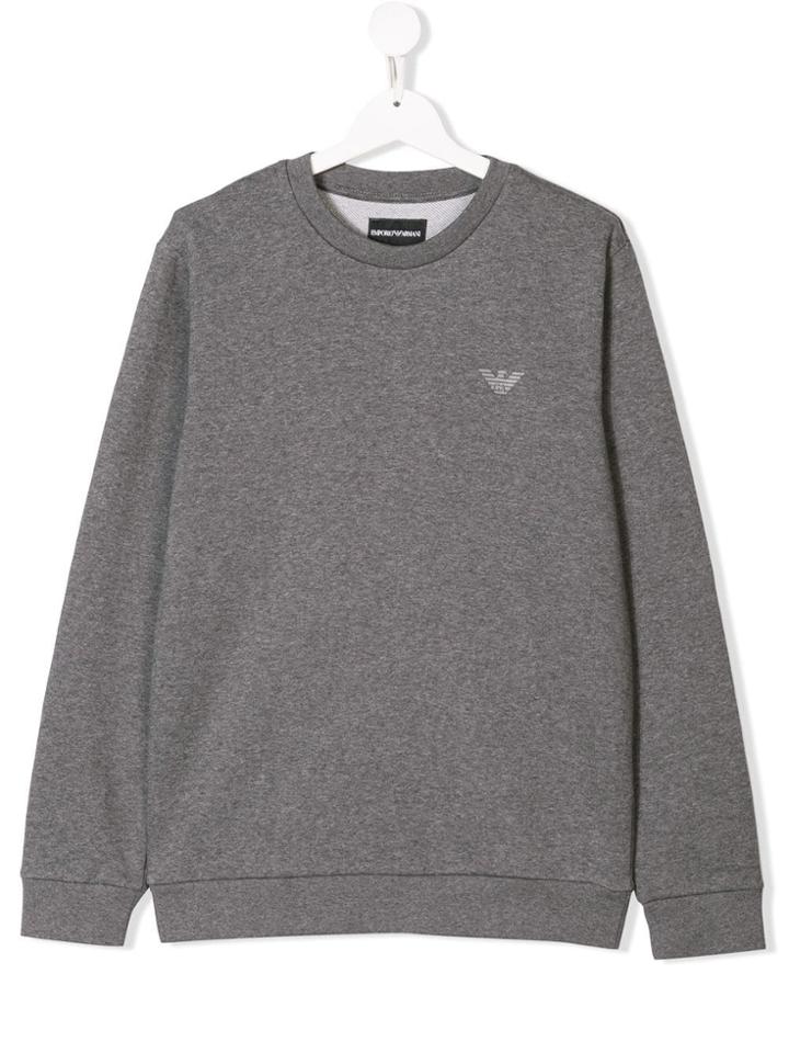 Emporio Armani Kids Teen Logo Appliqué Sweatshirt - Grey