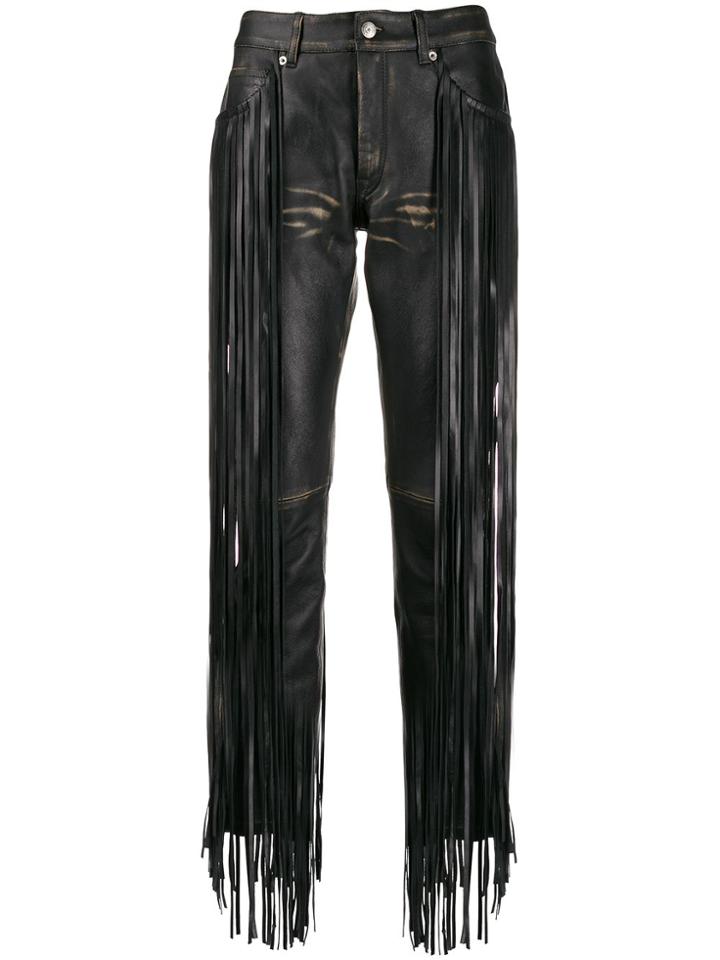Golden Goose Fringed Leather Trousers - Black