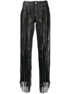 Golden Goose Fringed Leather Trousers - Black