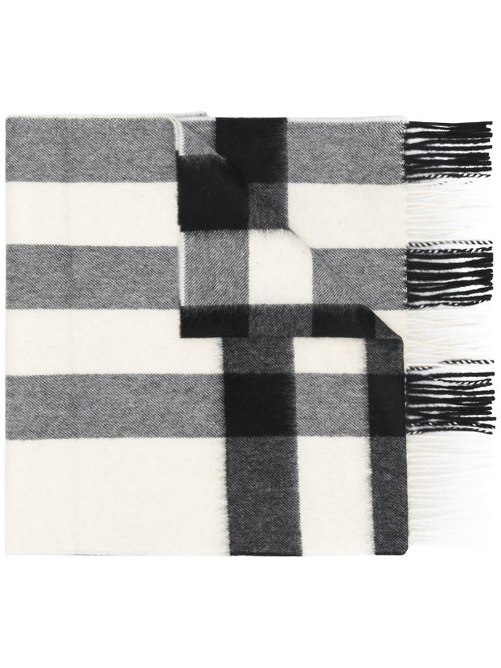 Burberry Cashmere Check Scarf - White