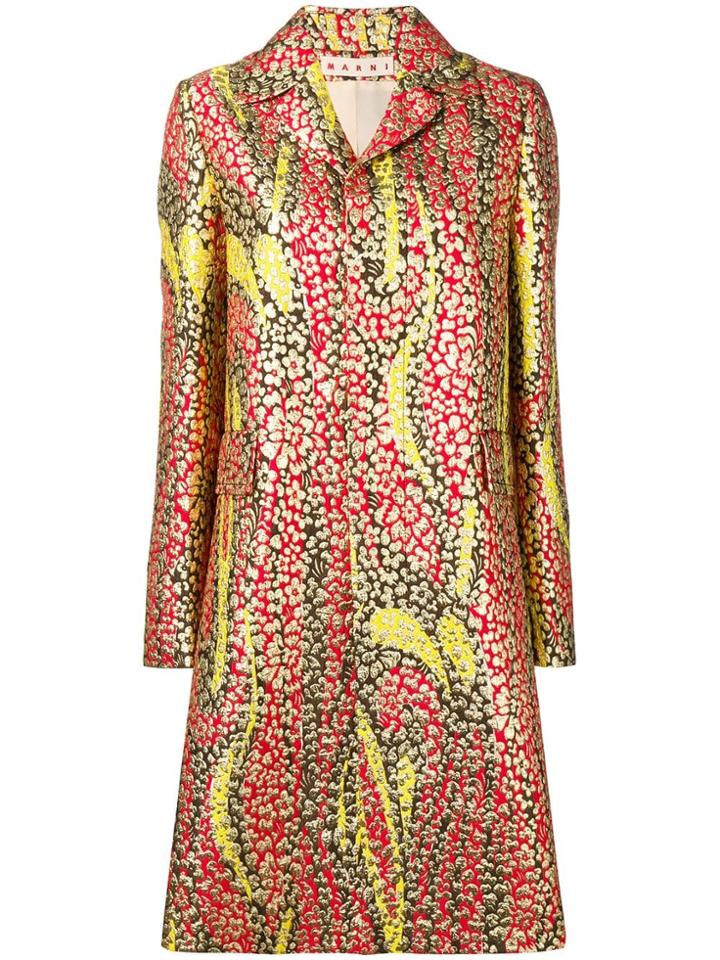 Marni Floral Trench Coat - Red