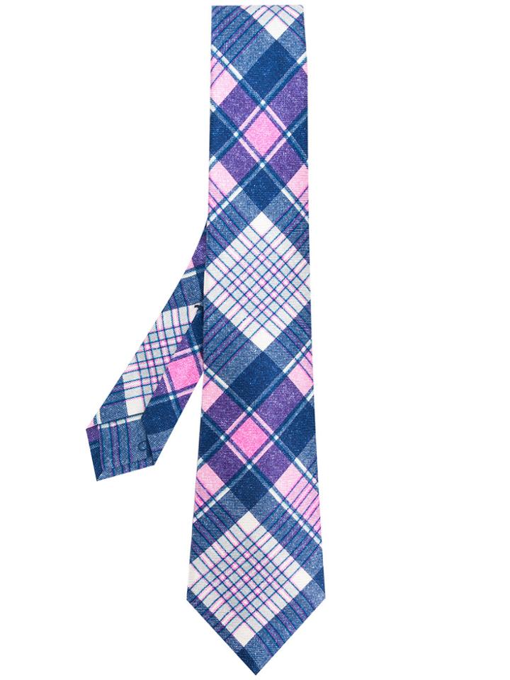 Kiton Plaid Tie - Blue