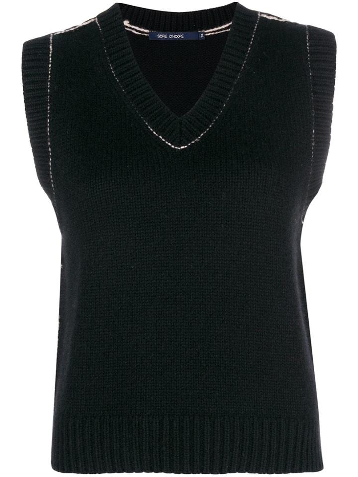 Sofie D'hoore Contrast Stitch Detail Top - Black