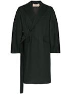 Maison Kitsuné Two-tone Wrap-around Coat - Green